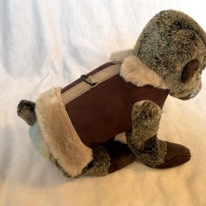 Brown Small faux suede, faux fur vest for your little pup!! (SWOON!!)